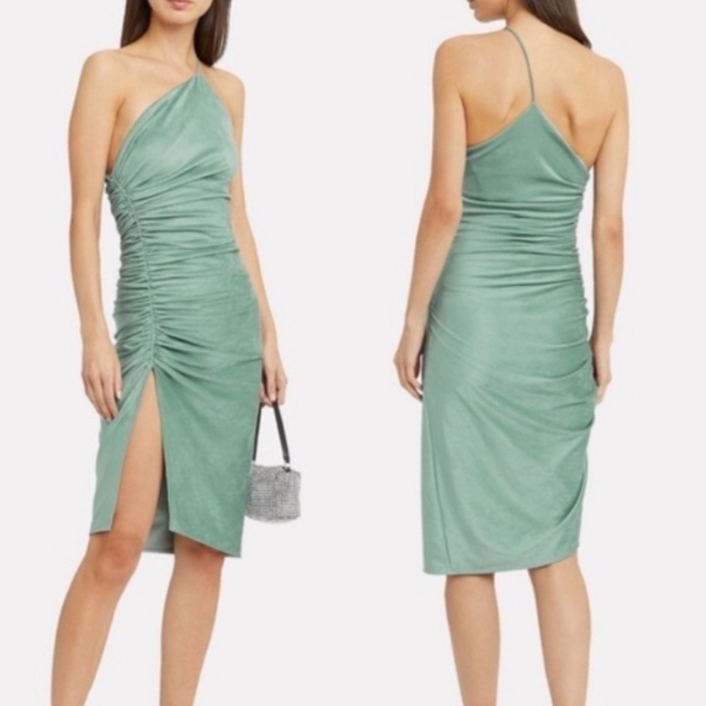 Ronny Kobo Collection One Shoulder Green Dress